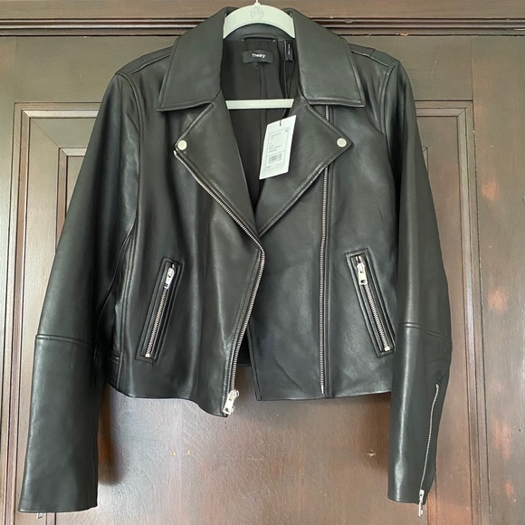 Nwt Theory Lambskin Leather Moto Jacket 